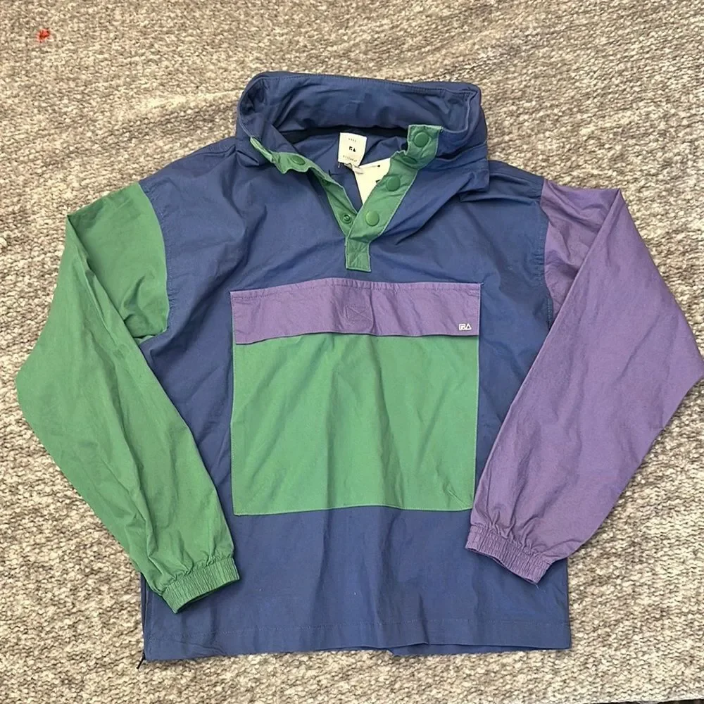 NWT Free Assembly color block canvas mock neck jacket with packable hood 10/12
